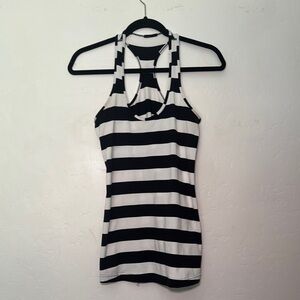 Lululemon Athletica Black and White Striped Tank Top